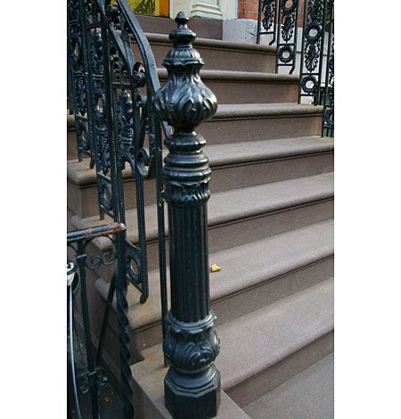 a view of a newel post along stairs