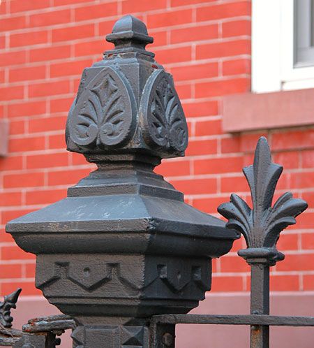 an up close view of a newel post