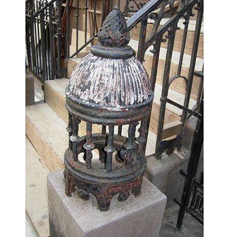 a newel post that needs to be replaced as it is worn and rusted