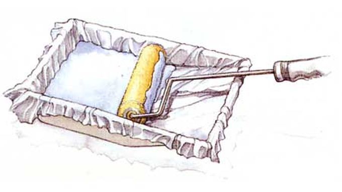 an illustration of a paint tray protector coving a paint tray