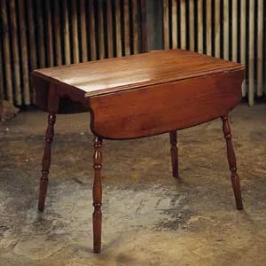 A table with a fresh coat of brown paint.