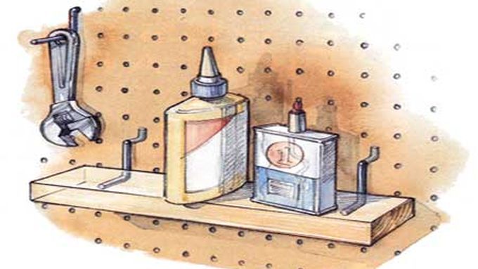 illustration of a peg board shelf