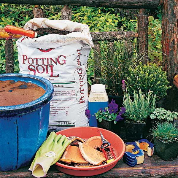 Planting soil and pots for plants