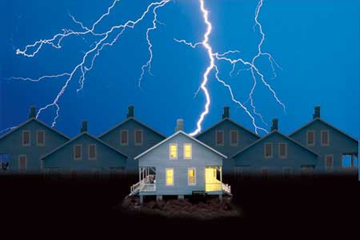 lightning strikes and power outages with one home that still has power because of a generator