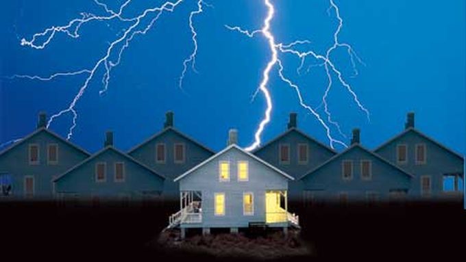 lightning strikes and power outages with one home that still has power because of a generator