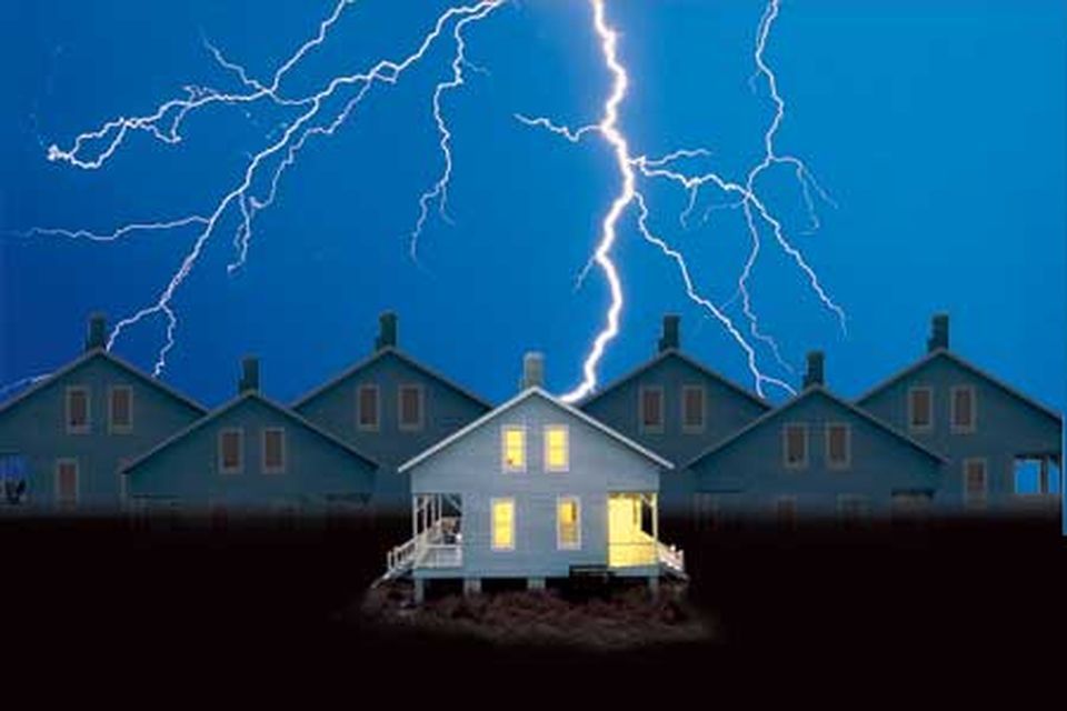 lightning strikes and power outages with one home that still has power because of a generator