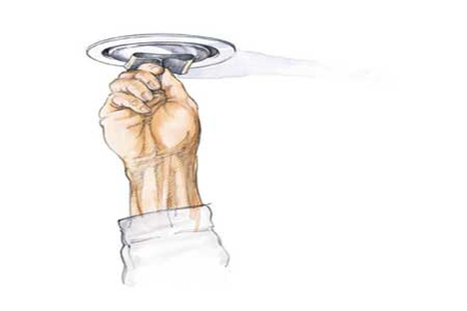 illustration of safely loosening a recessed light bulb