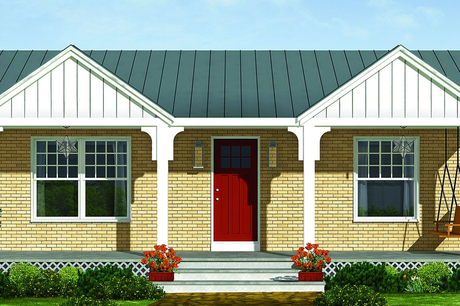 Illustration of a renovated ranch-style home.