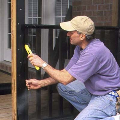 A man reinforces the bottom screen.