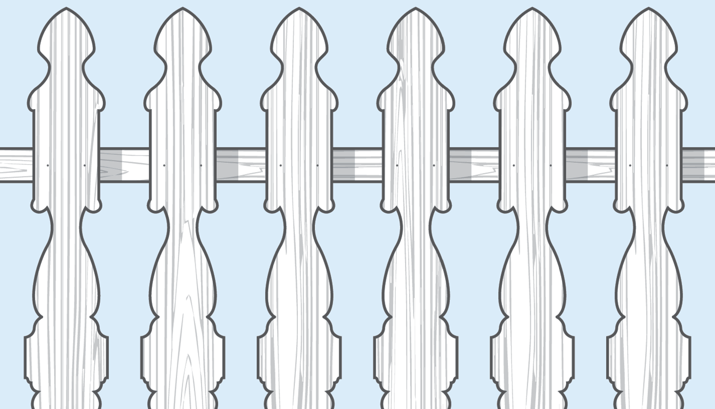 A diagram showing a Victorian picket fence design.