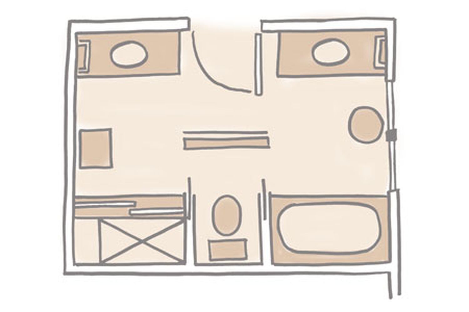 Diagram of a shared bathroom