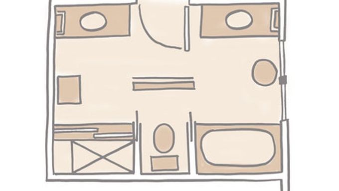 Diagram of a shared bathroom