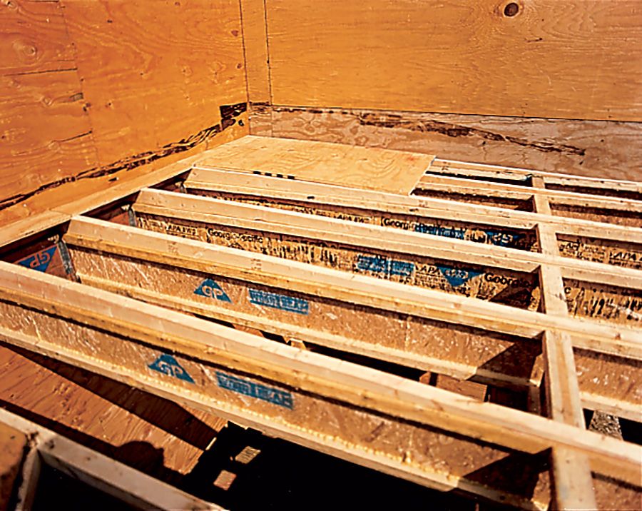 Roof sheathing made of wood between wooden boards on all sides.