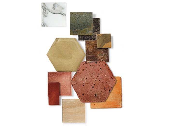 A set of tiles to be used for a hearth.
