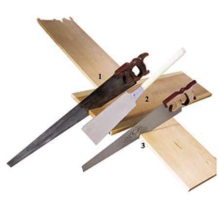 Diagram of different types of handsaws