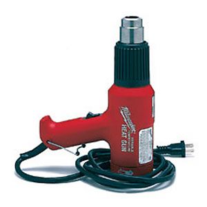 A red heat gun with its cord unplugged.