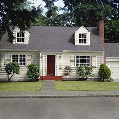 The outside of a house with limited stairs for safety.