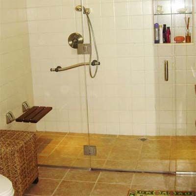 A curbless shower for safer entry.