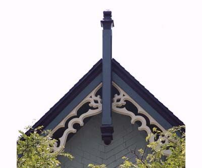 Gable trim on a steep-pitched roof