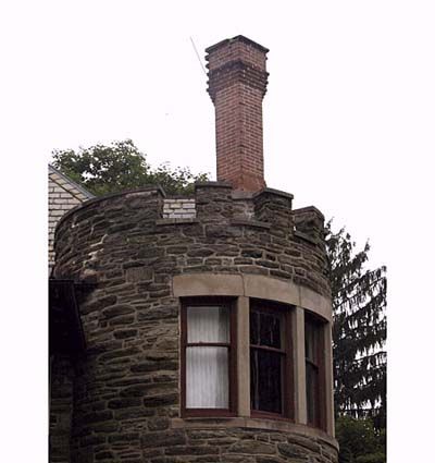 Bowed windows on a Victorian era castle. 