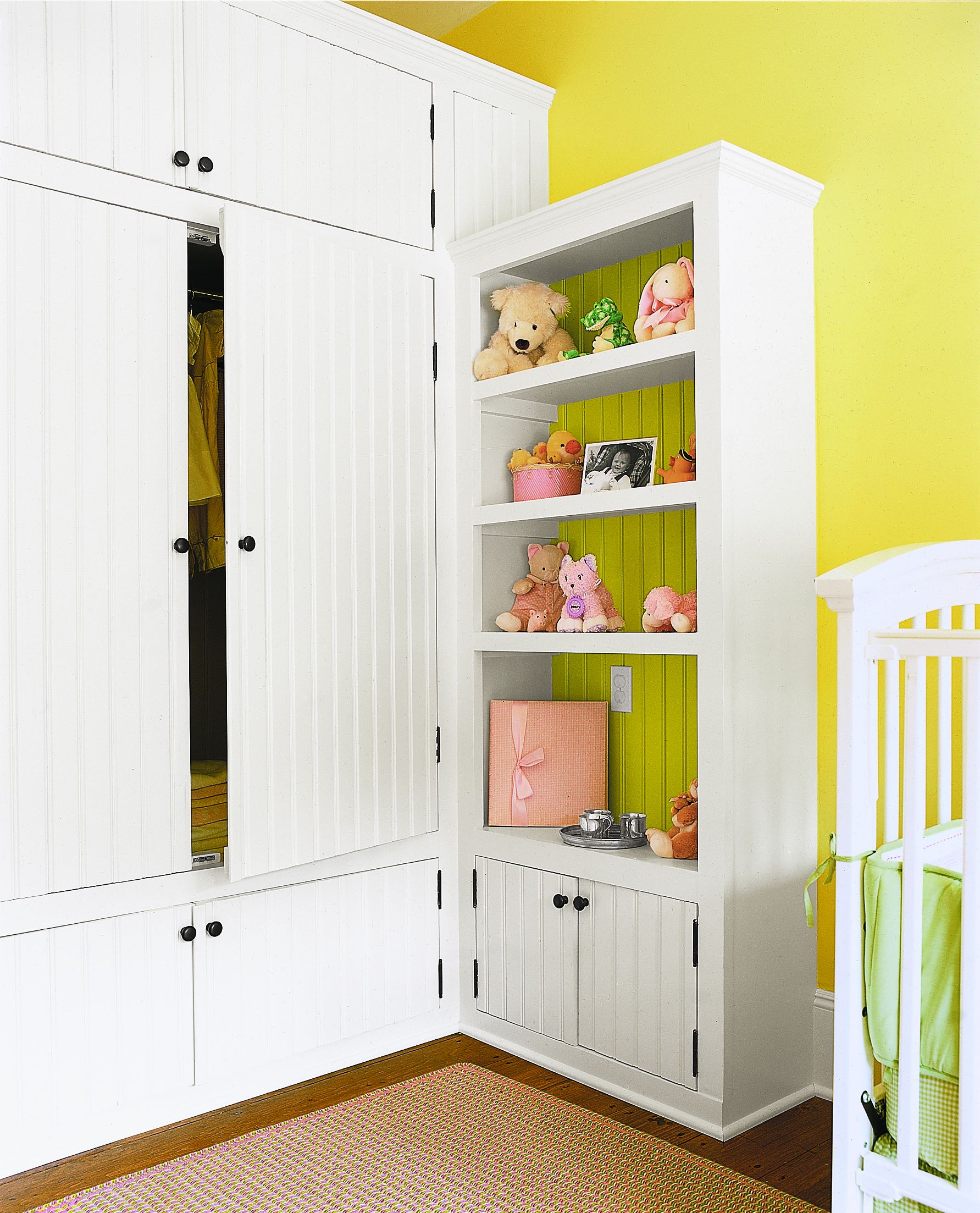 A spacious wardrobe with storage space.