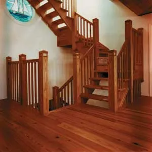 Exotic and antique wood floors from smaller companies are other options to consider. Most of these suppliers specialize in certain types of flooring—wide planks or floorboards made from salvaged timber, for example. Seen here are Santos mahogany flooring from Indusparquet and antique-pine wide planks from Goodwin Heart Pine Company.