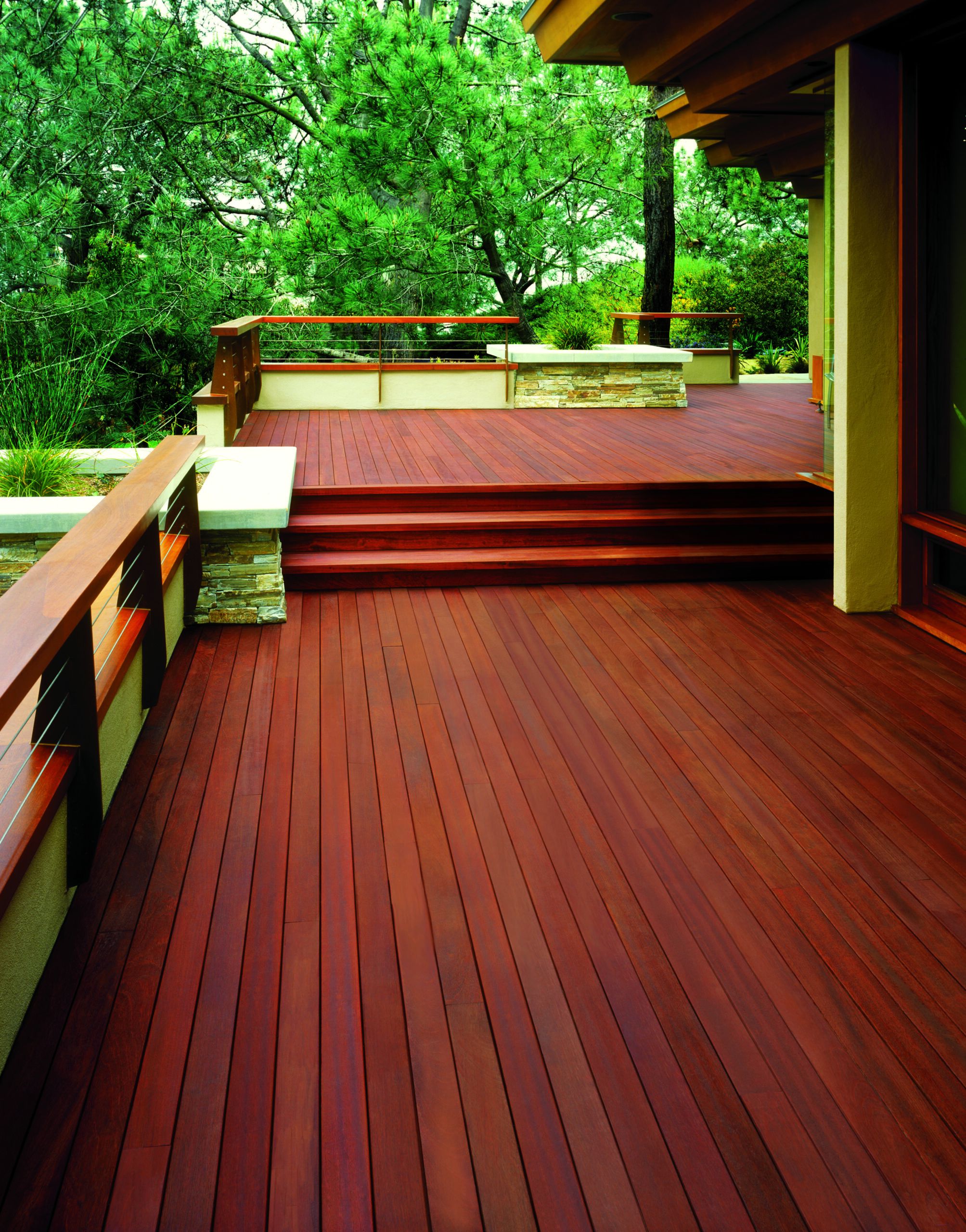 a newly stained deck
