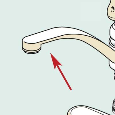 An illustration of a kitchen faucet spout.