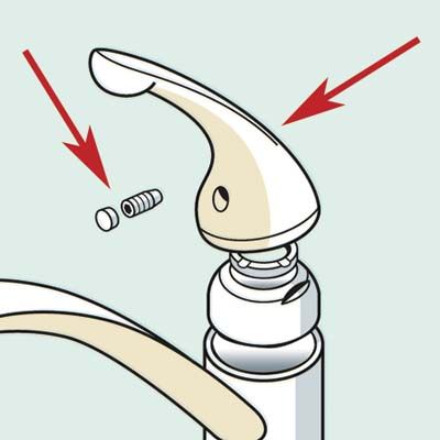 An illustration of a kitchen faucet handle.