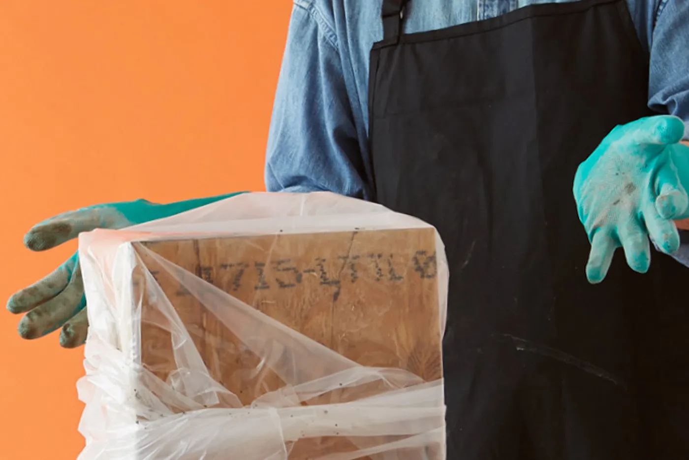 The form covered with plastic sheeting to allow it to cure properly.