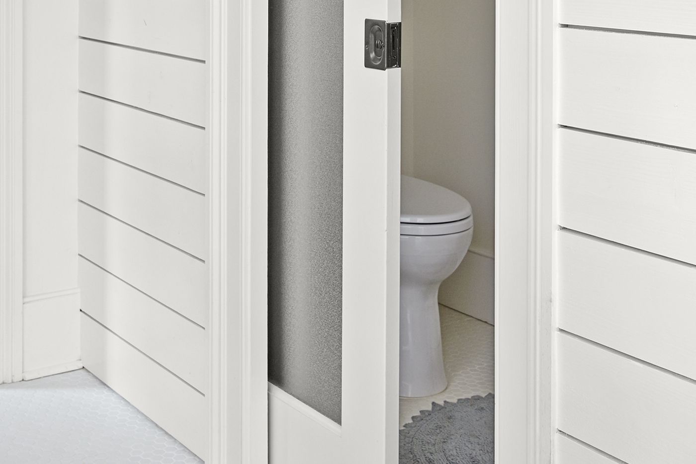 a sliding pocket door for a small bathroom