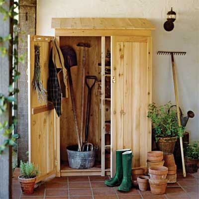 a storage shed for outdoor tools