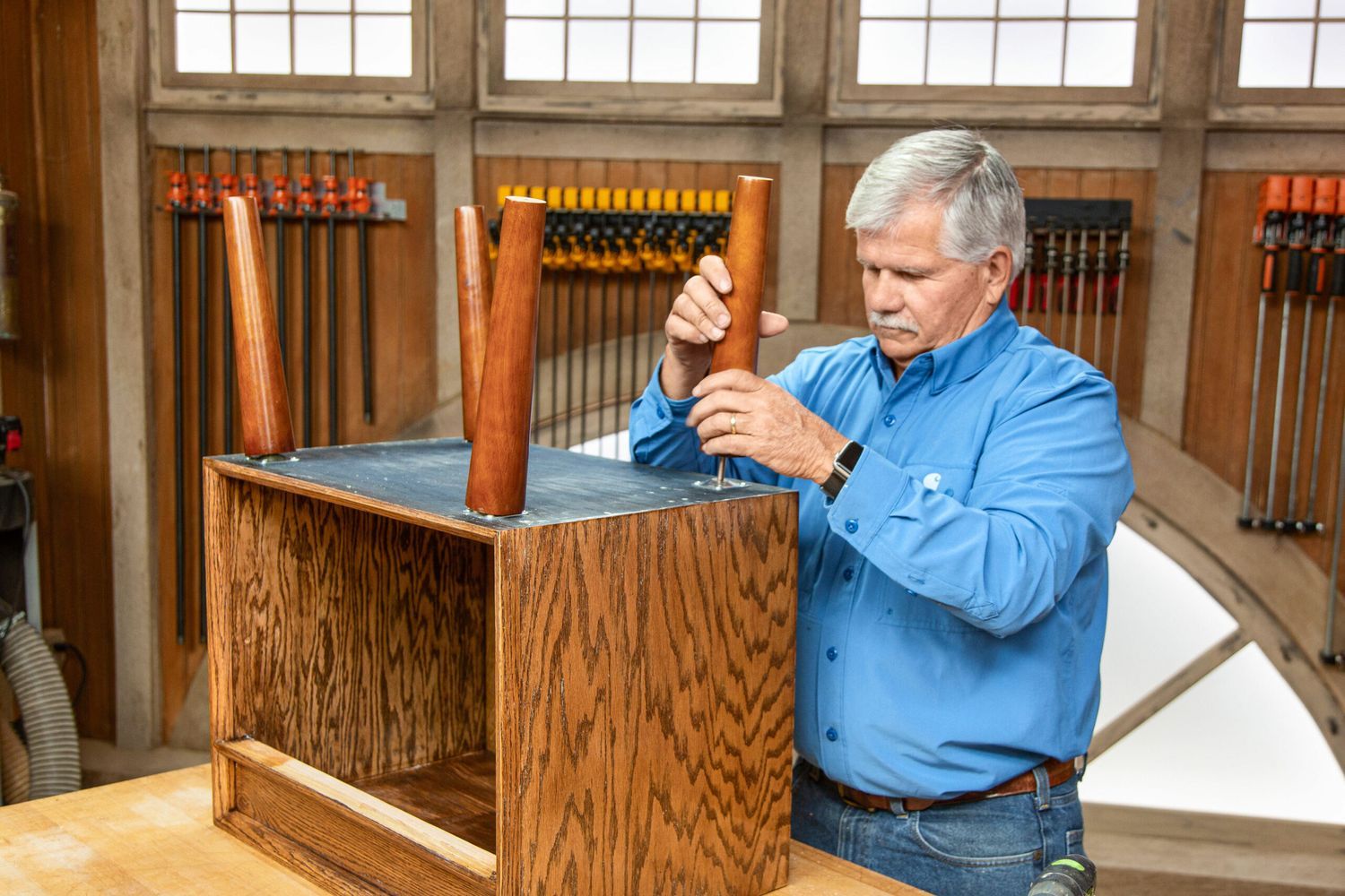 attaching the legs onto a piece of furniture