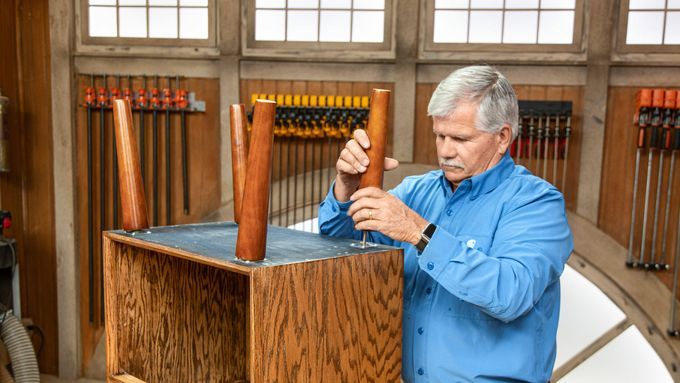 attaching the legs onto a piece of furniture