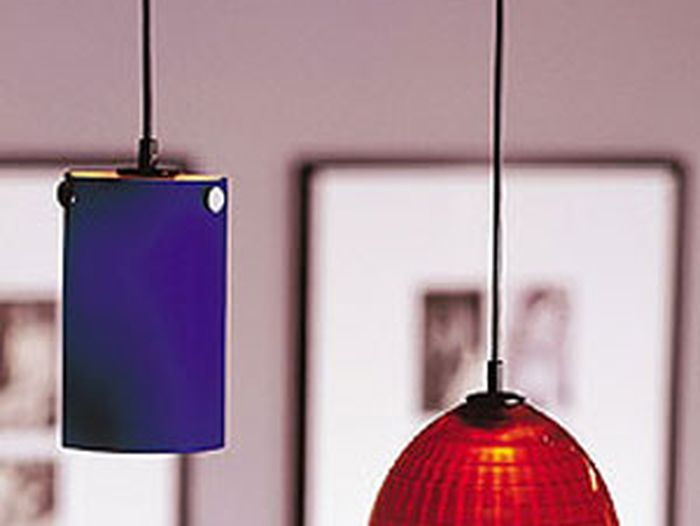 Two hanging lights with modern wiring