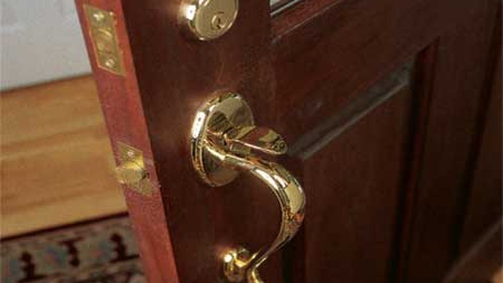 Image of a lock installed on the exterior door of a home