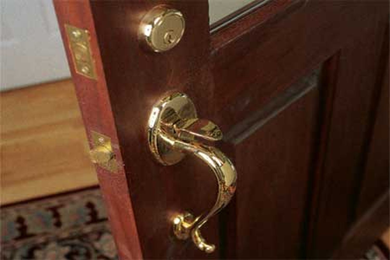 Image of a lock installed on the exterior door of a home