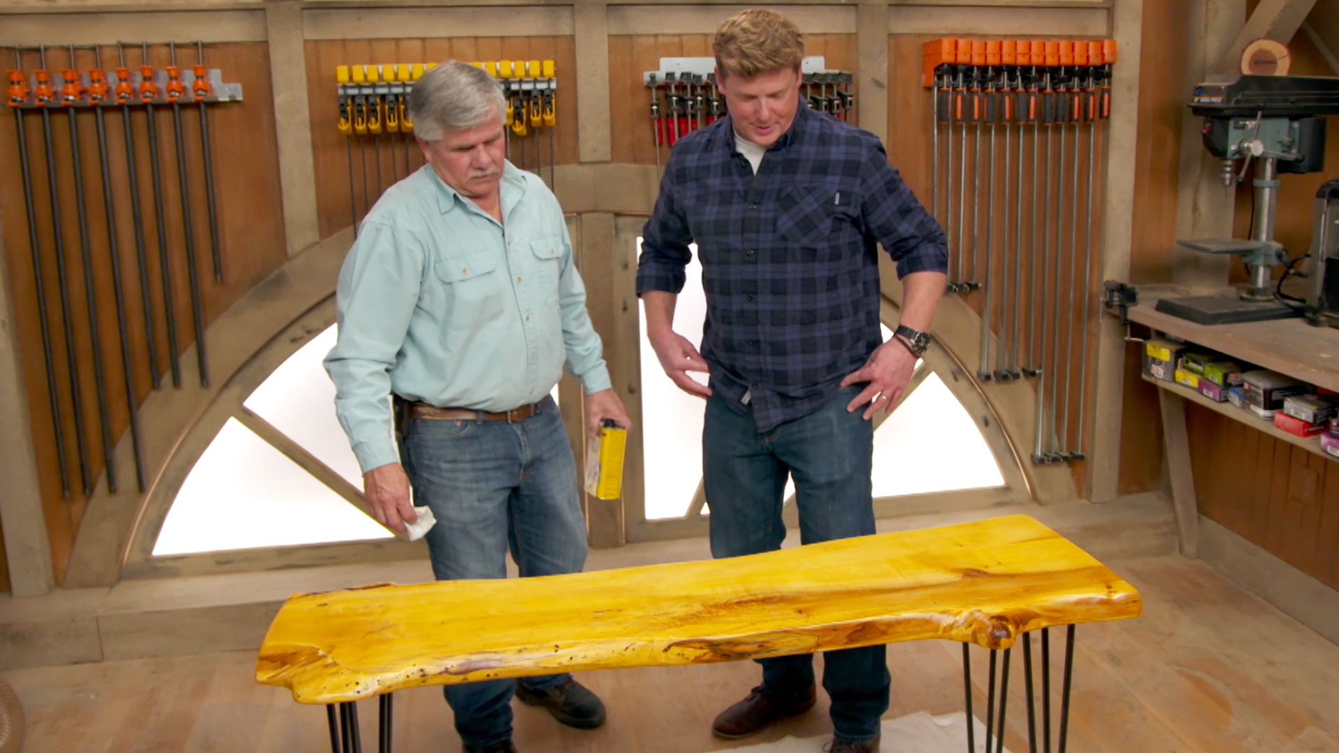 Working on a live edge industrial table Zinsser shellac always looks  amazing