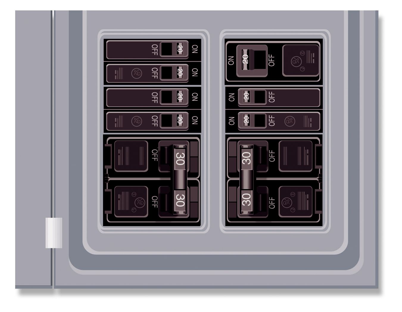 An illustration of an electrical panel.