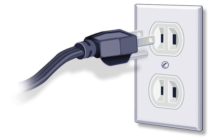 An electrical outlet with two pronged receptacles.