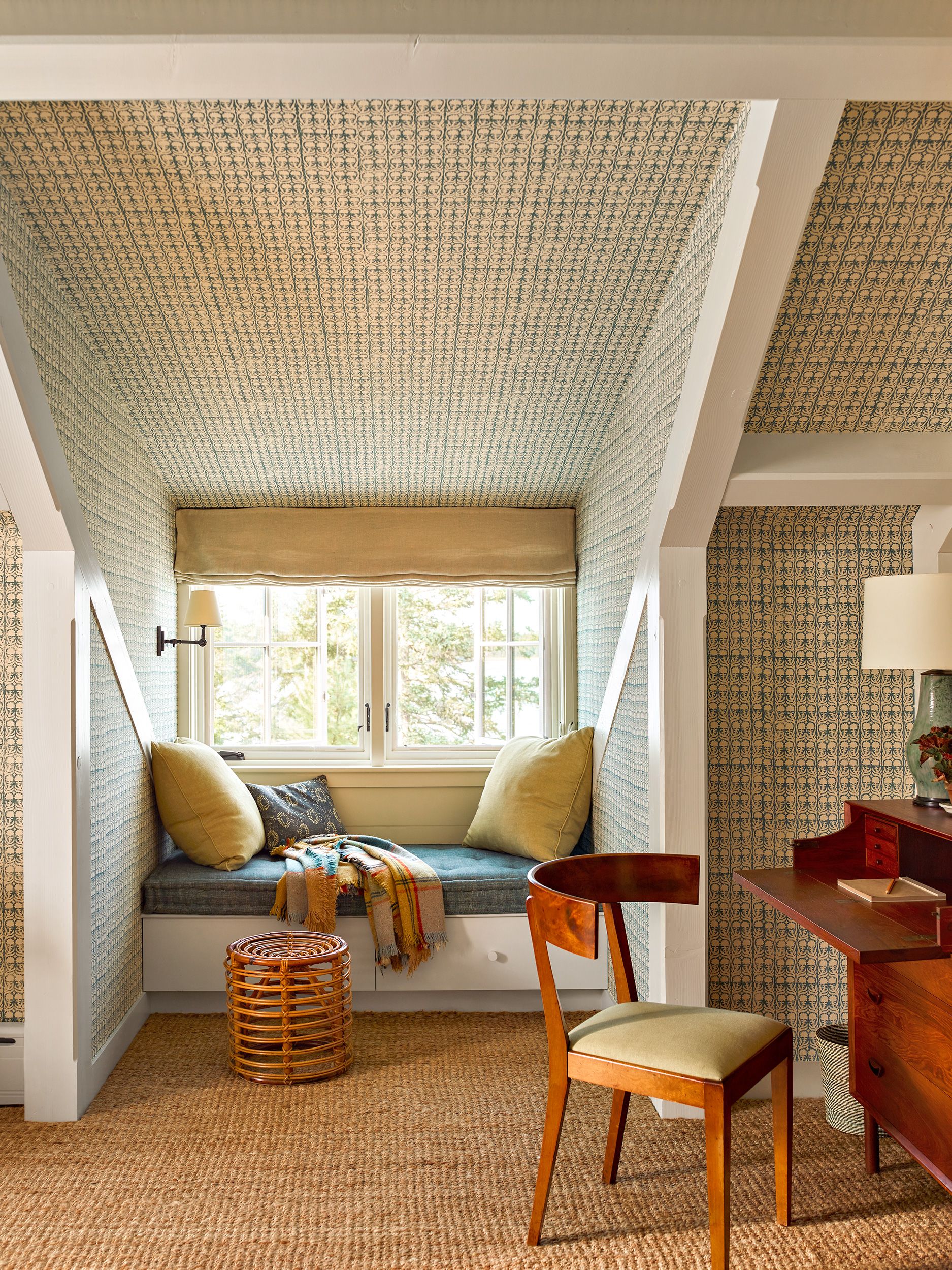 A dormer enclosure reading nook.