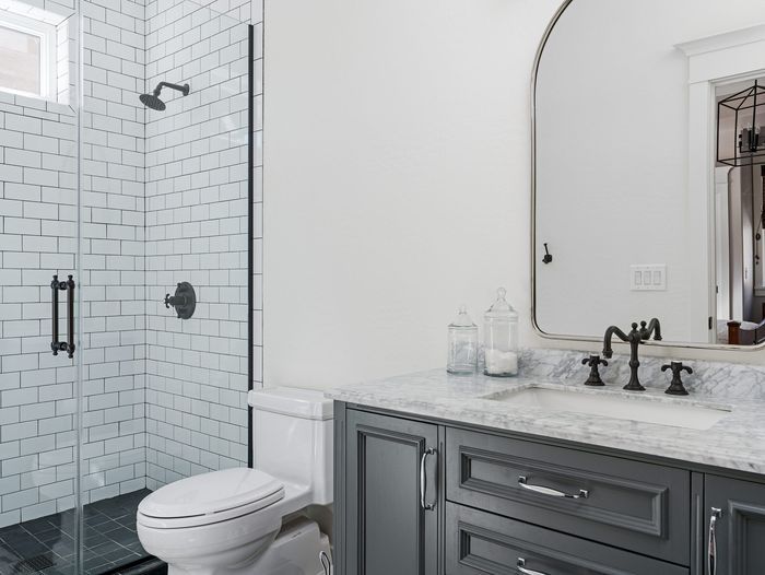 newly renovated bathroom with porcelain toilet