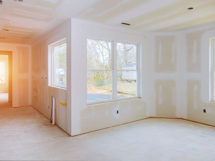 Room with finished drywall ready to paint.