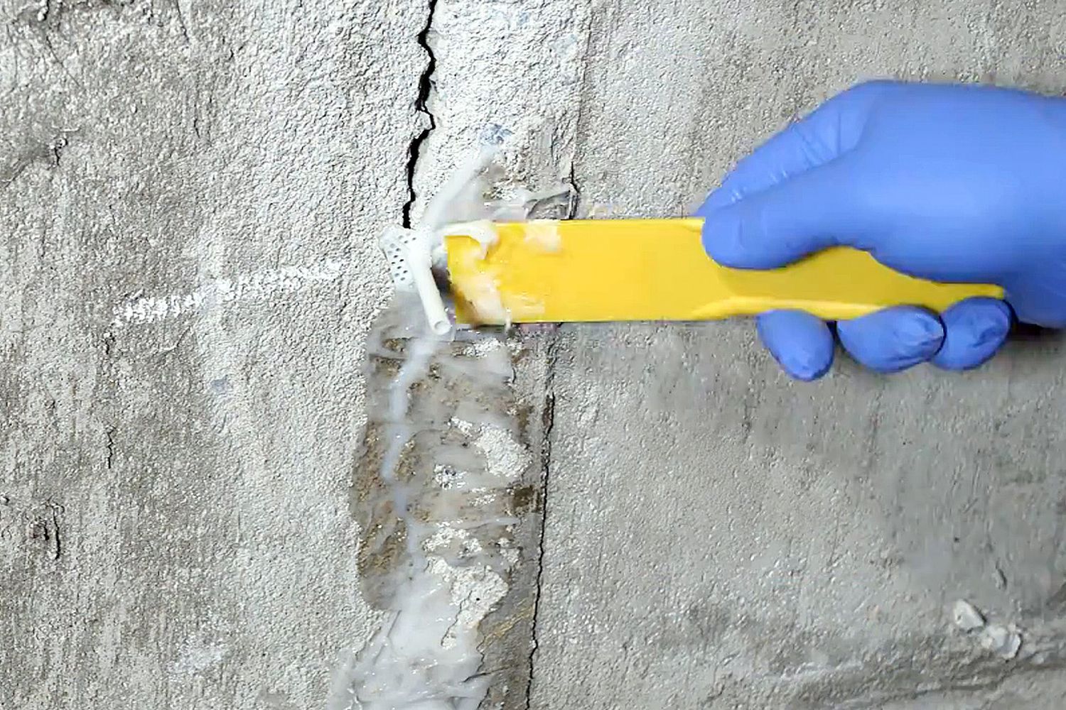 A basement wall crack.