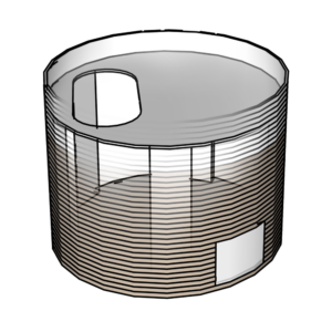 A drawing of a cylindrical cat bed.