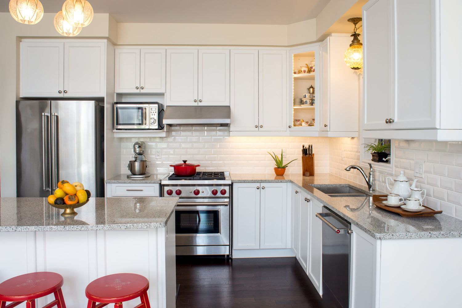 Kitchen with white cabinets