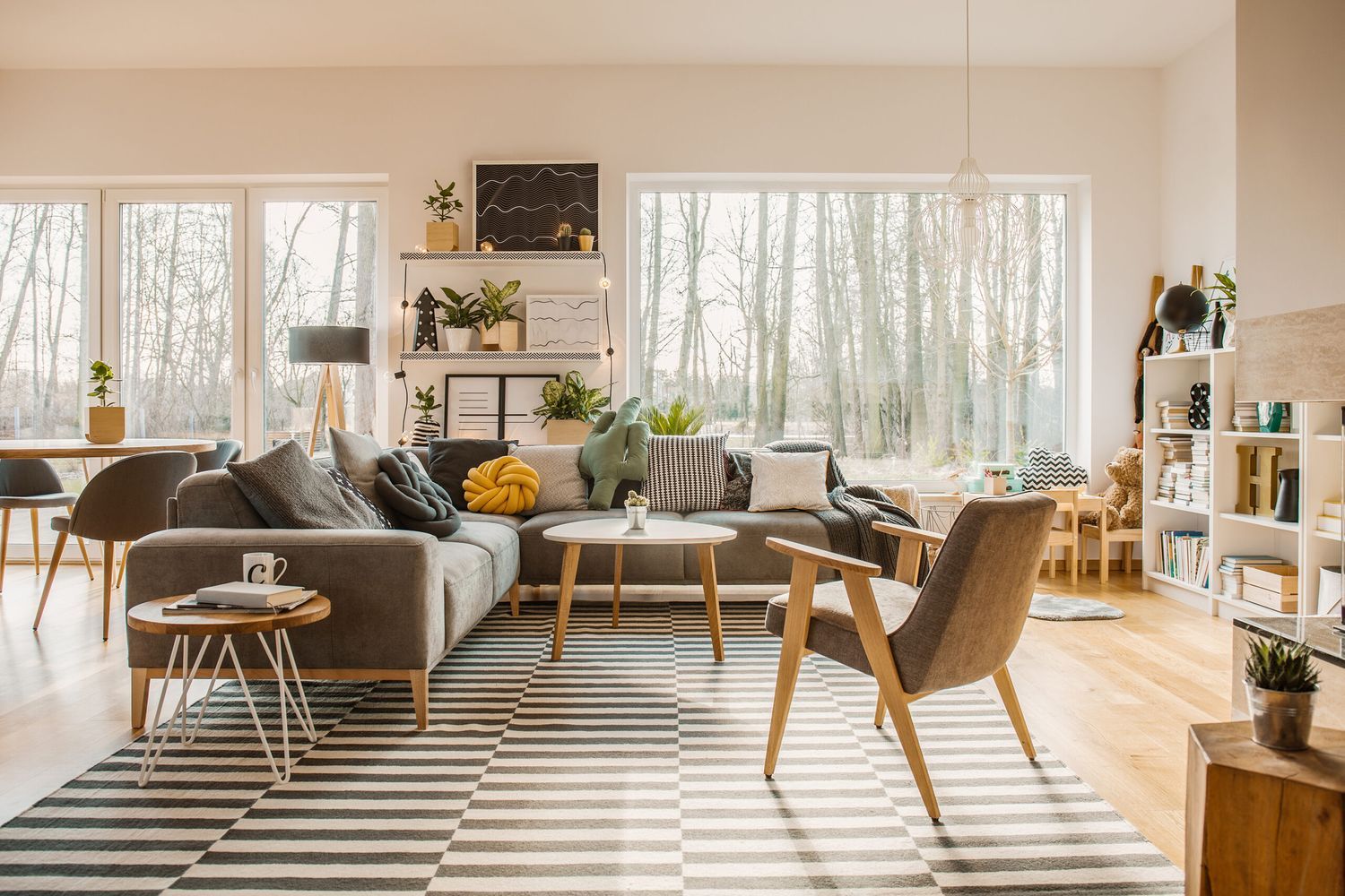 Living room that's a part of an open floor plan house.