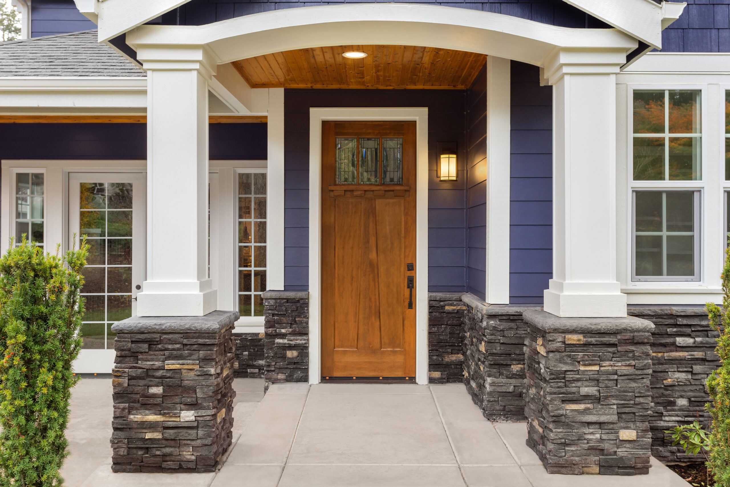 An image of a home's front walkway.