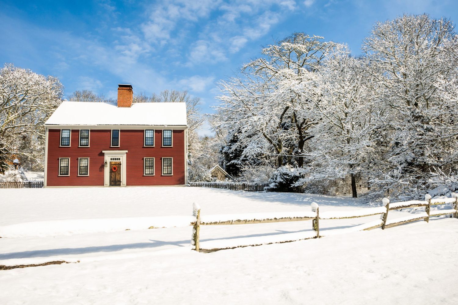 A heated home in the winter.