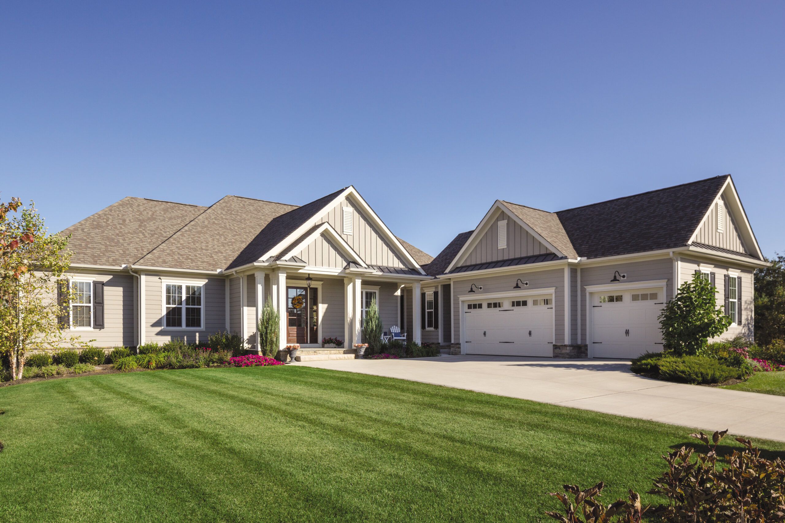 A house with siding that has landscape awareness.